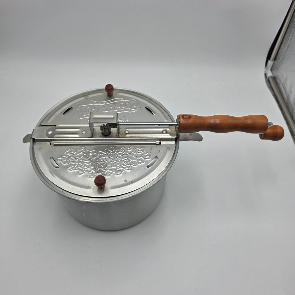 Whirley-Pop Stovetop Popcorn Popper Wabash Valley Farms Aluminum Wood Handle